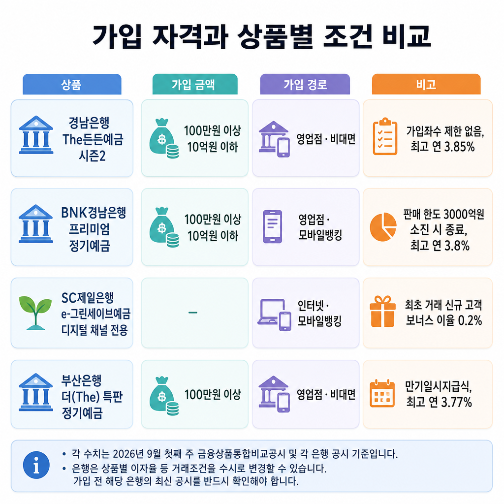 예금 금리 가입 자격과 상품별 조건 비교 핵심 요약