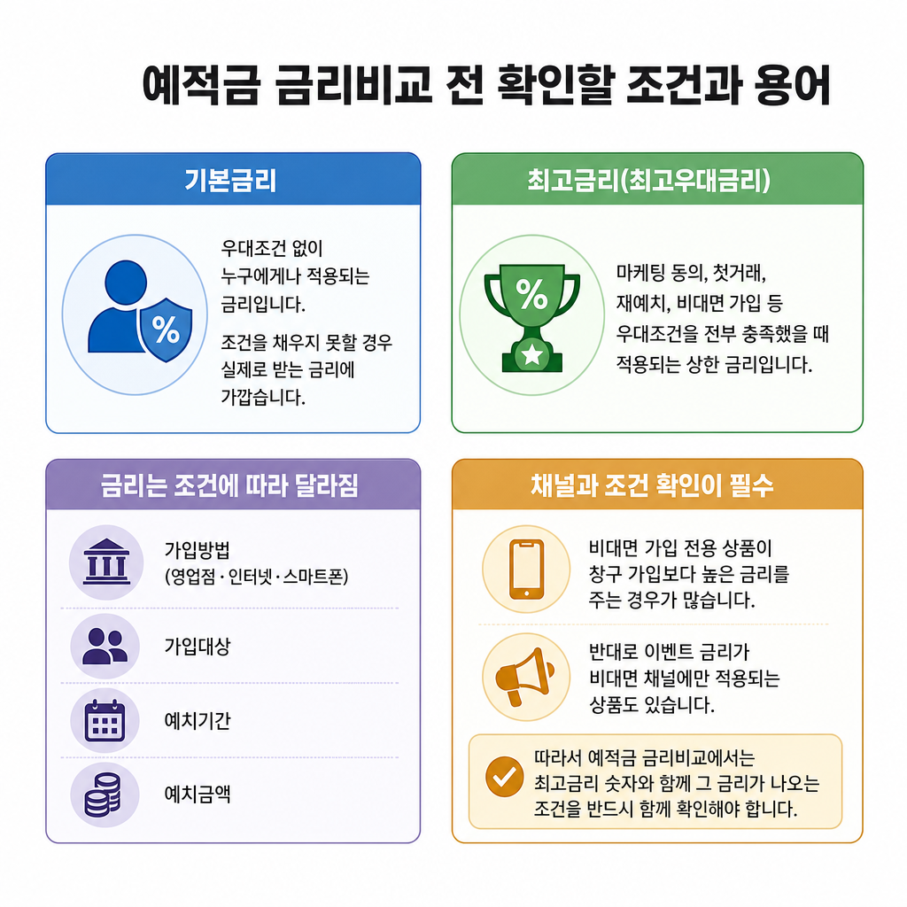 예적금 금리비교 예적금 금리비교 전 확인할 조건과 용어 핵심 요약