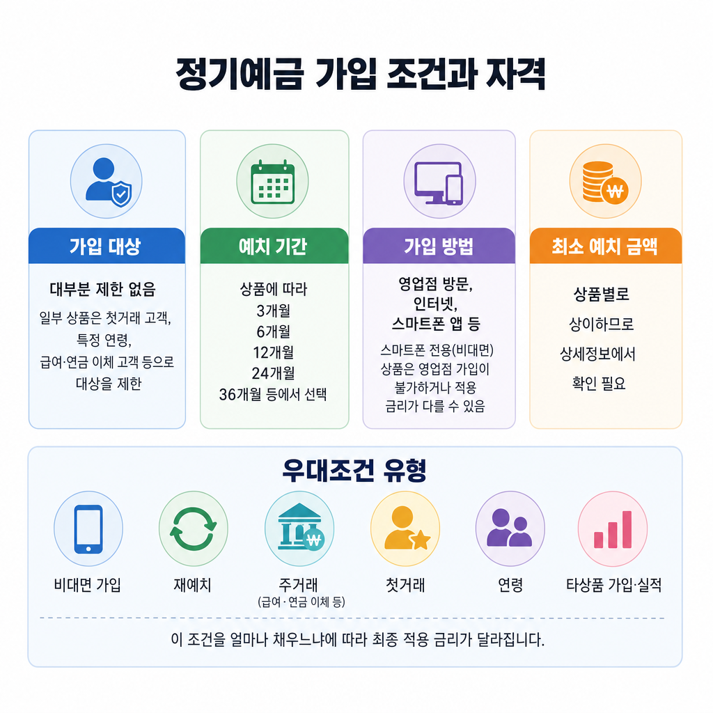 정기예금 금리 정기예금 가입 조건과 자격 핵심 요약