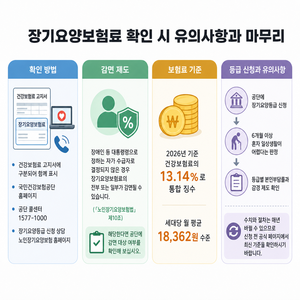 장기요양보험료 확인 시 유의사항과 마무리 핵심 요약